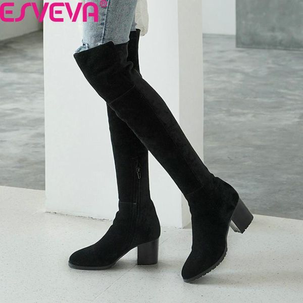 boots esveva 2021 cow suede flock fashion square heel concise women shoes autumn winter round toe zipper over the knee size34-40, Black
boots esveva 2021 cow suede flock fashion square heel concise women shoes autumn winter round toe zipper over the knee size34-40, Black