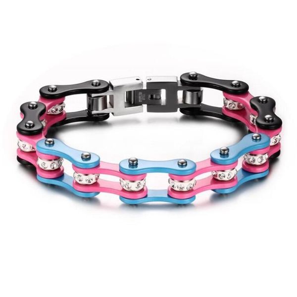 10mm women stainless steel bike bracelet white crystal rhinestone blue pink biker bicycle motorcycle chain bracelets bangle, Black
10mm women stainless steel bike bracelet white crystal rhinestone blue pink biker bicycle motorcycle chain bracelets bangle, Black