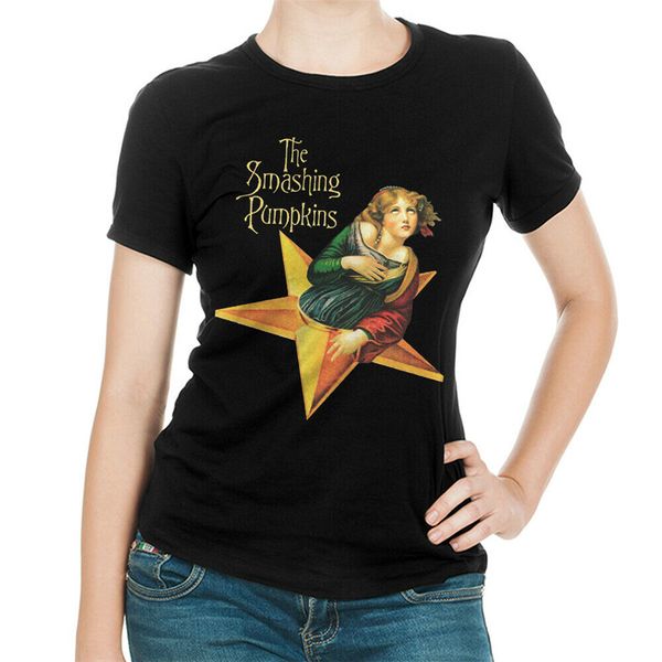 the smashing pumpkins t-shirt premium cotton rock women's retro o neck tee shirt