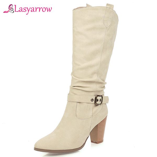boots lasyarrow 2021 fashion soft leather mid calf thick high heels pointed toe buckle winter shoes 3 color women, Black
boots lasyarrow 2021 fashion soft leather mid calf thick high heels pointed toe buckle winter shoes 3 color women, Black