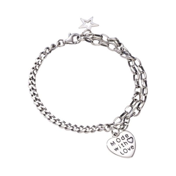 link, chain simple letter love heart charm thai silver color bracelet vintage link for women jewelry s925 stamp s-b306, Black
link, chain simple letter love heart charm thai silver color bracelet vintage link for women jewelry s925 stamp s-b306, Black