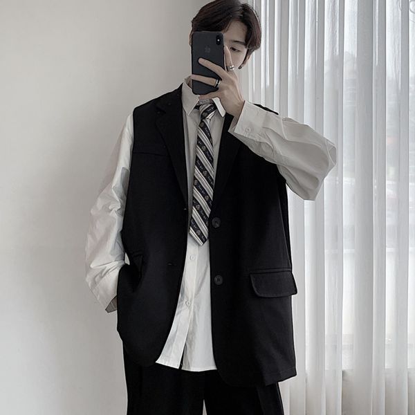 men's waistcoat 2020 early autumn slim solid color sleeveless college style suit waistcoat relaxed casual youth men's wear, Black;white
men's waistcoat 2020 early autumn slim solid color sleeveless college style suit waistcoat relaxed casual youth men's wear, Black;white