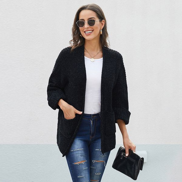 womens designerwoolen winter cardigan thin knitted sweater coat short 270059, White;black
womens designerwoolen winter cardigan thin knitted sweater coat short 270059, White;black