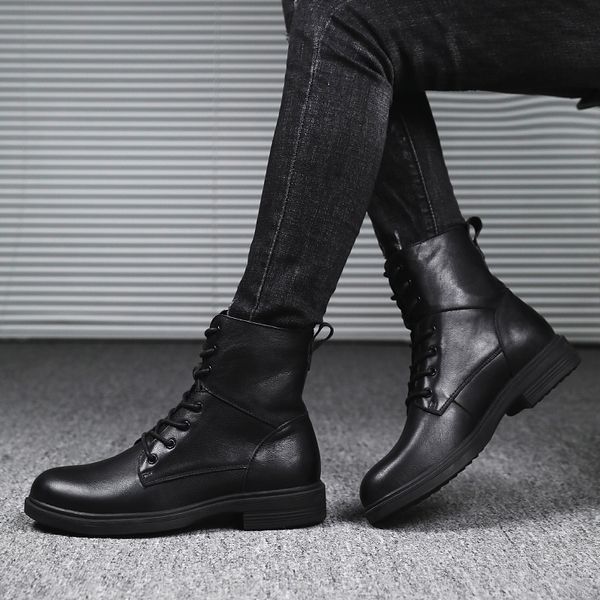 large size men's casual mid-calf boots comfortable genuine leather shoes outdoors high long boot zapatos de hombre botas homme, Black
large size men's casual mid-calf boots comfortable genuine leather shoes outdoors high long boot zapatos de hombre botas homme, Black