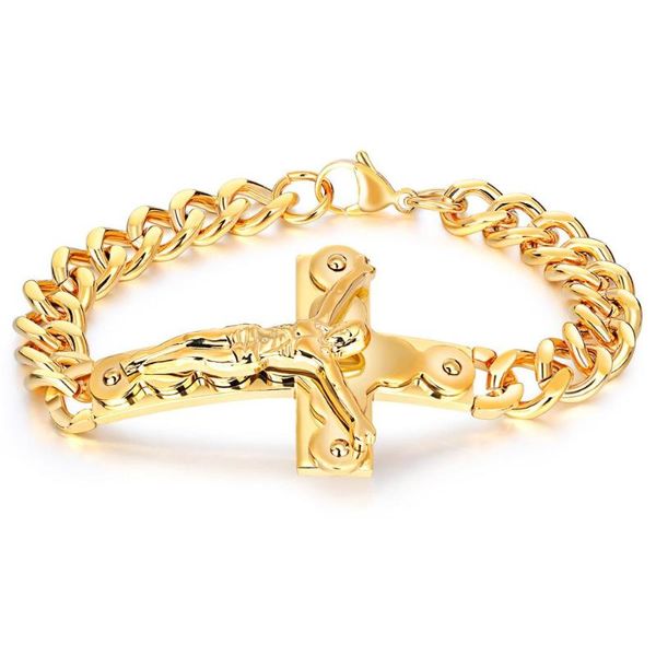mens bracelets jesus cross stainless steel male bracelets pulseira gold color cuban chain link bracelet for men jewelry, Black
mens bracelets jesus cross stainless steel male bracelets pulseira gold color cuban chain link bracelet for men jewelry, Black