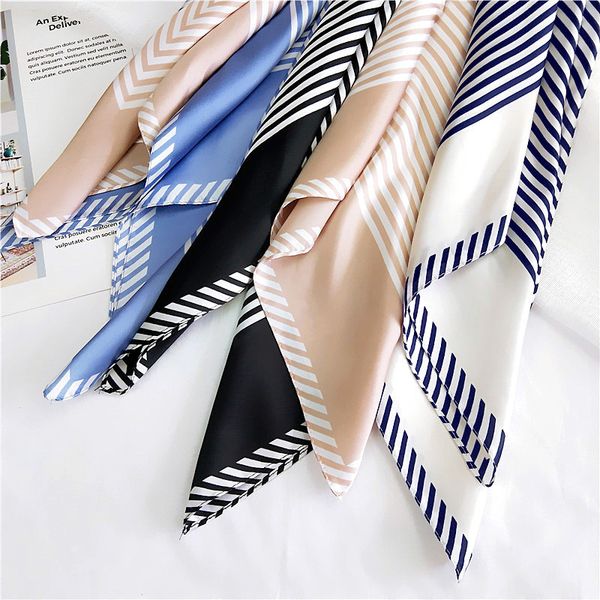striped new small square scarf small silk scarf female spring and autumn summer all-match decoration, Blue;gray
striped new small square scarf small silk scarf female spring and autumn summer all-match decoration, Blue;gray