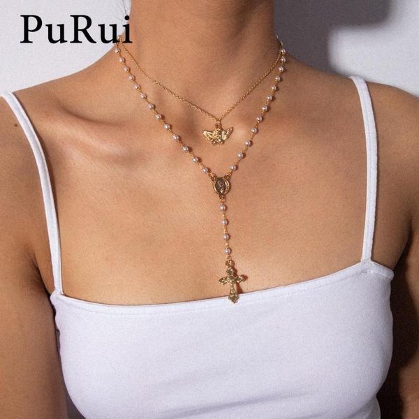 cross necklaces women layered angel pendant rosary necklace imitation pearl beads long chain choker necklace jewelry, Silver
cross necklaces women layered angel pendant rosary necklace imitation pearl beads long chain choker necklace jewelry, Silver