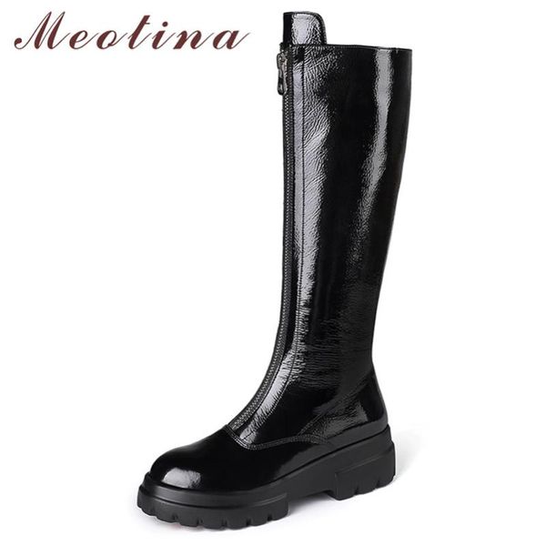 meotina winter knee high boots women natural genuine leather chunky heel long boots zipper round toe shoes lady autumn size 4-10, Black
meotina winter knee high boots women natural genuine leather chunky heel long boots zipper round toe shoes lady autumn size 4-10, Black