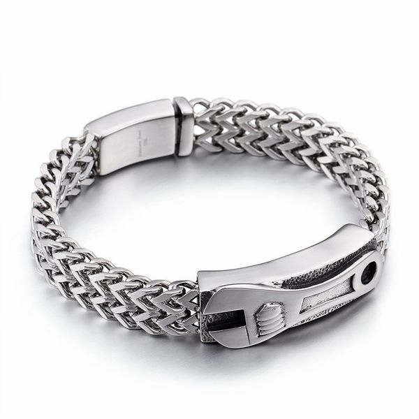 link, chain tools spanner charm bracelets for men 23cm stainless steel mesh link bracelet wrench armband jewelry, Black
link, chain tools spanner charm bracelets for men 23cm stainless steel mesh link bracelet wrench armband jewelry, Black