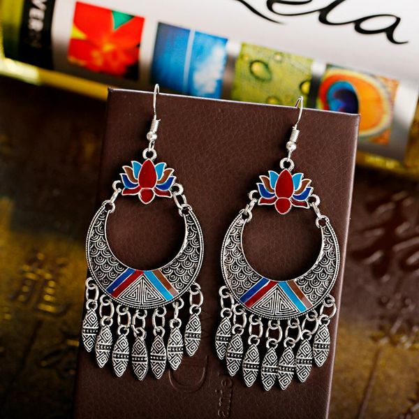 egypt vintage colorful lotus jhumka beads tassel earrings for women retro turkish tribal gypsy jewelry, Silver
egypt vintage colorful lotus jhumka beads tassel earrings for women retro turkish tribal gypsy jewelry, Silver