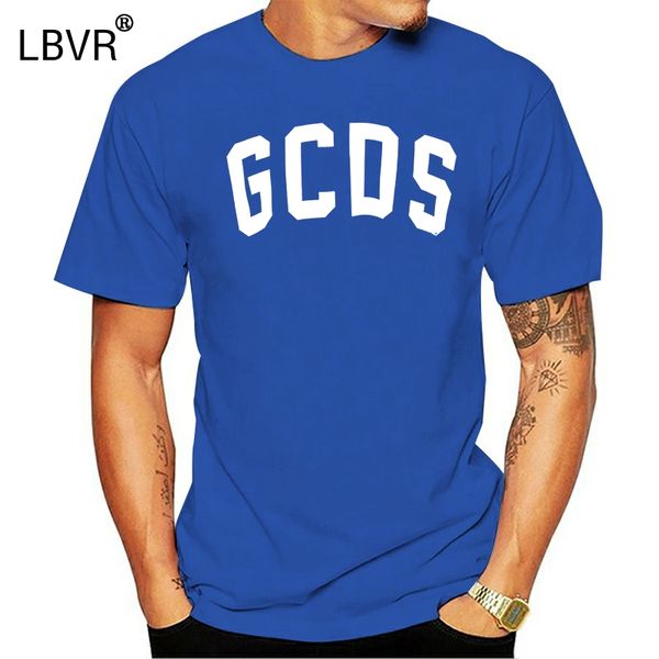 brand logo gcds glow t-shirt mens short sleeve cotton black