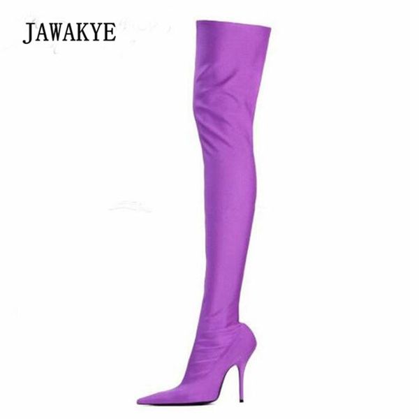 jawakye stretch satin thigh high boots women pointed toe thin high heel botas women slip on 2020 popular over the knee boot, Black
jawakye stretch satin thigh high boots women pointed toe thin high heel botas women slip on 2020 popular over the knee boot, Black