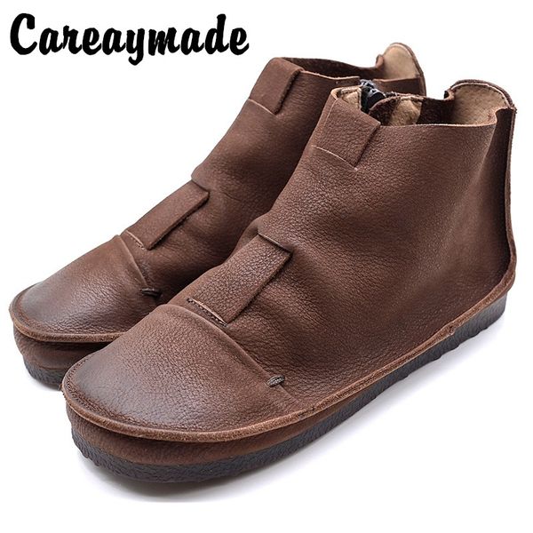 boots careaymade-autumn handmade round head brushed soft genuine leather stitching side zipper comfortable women's ankle, Black
boots careaymade-autumn handmade round head brushed soft genuine leather stitching side zipper comfortable women's ankle, Black