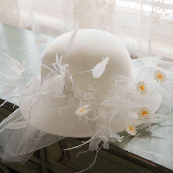 white wedding hat bride daisy flower feather mesh bucket hat formal cocktail party ladies fedora spring autumn sombrero, Blue;gray
white wedding hat bride daisy flower feather mesh bucket hat formal cocktail party ladies fedora spring autumn sombrero, Blue;gray