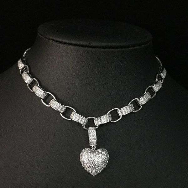 chains luxury full cubic zirconia heart shape pendant necklace for women white gold color chain sparking fine jew, Silver
chains luxury full cubic zirconia heart shape pendant necklace for women white gold color chain sparking fine jew, Silver