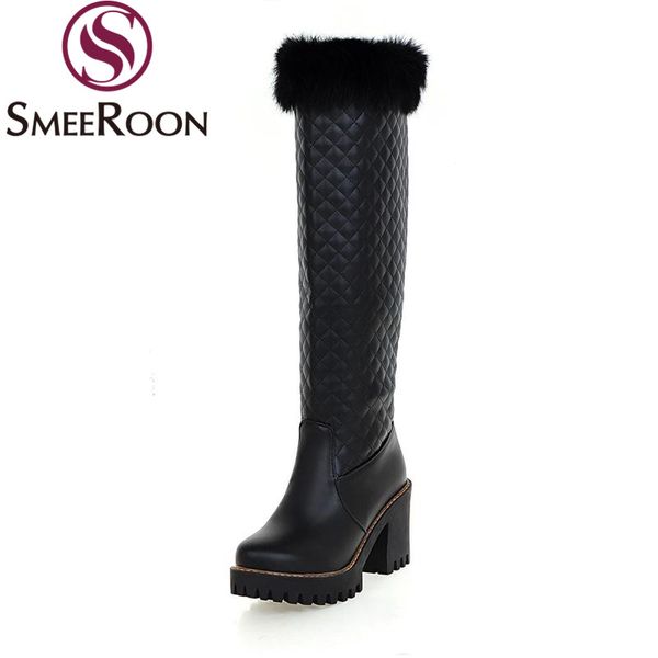 smeeroon new women's shoes knee high boots slip on thick high heels boots round toe keep warm comfortable winter for woman, Black
smeeroon new women's shoes knee high boots slip on thick high heels boots round toe keep warm comfortable winter for woman, Black
