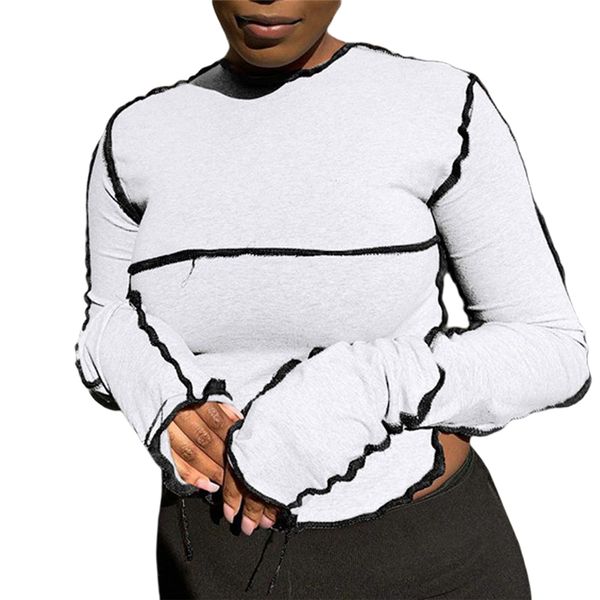 2021 t shirt women slim pullover long sleeve round neck irregular hem color block crop autumn clothes 3 colors, White
2021 t shirt women slim pullover long sleeve round neck irregular hem color block crop autumn clothes 3 colors, White