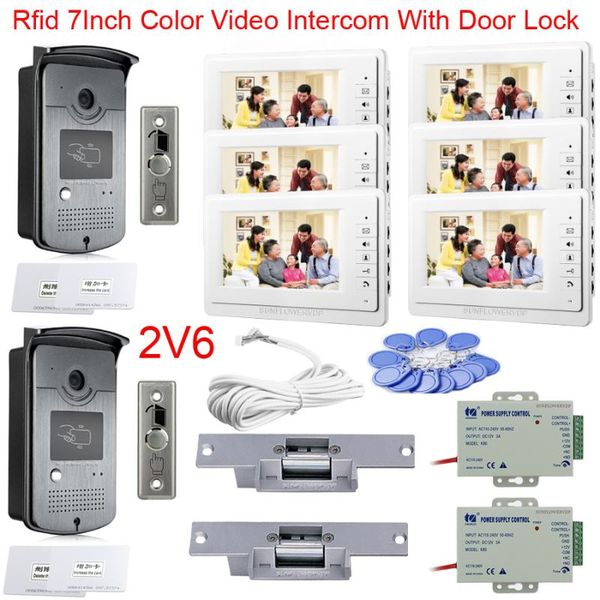 video door phones rfid cards home intercom 2 doors doorbell with 6 monitors 7inches color electric strike lock full kit for office
video door phones rfid cards home intercom 2 doors doorbell with 6 monitors 7inches color electric strike lock full kit for office