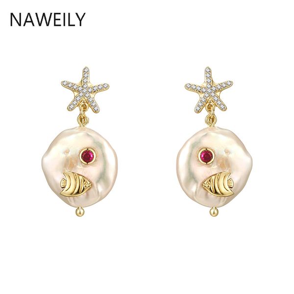 fashion fish starfish pearl stud earrings baroque freshwater pearls earring for women female original design cz crystal earring, Golden;silver
fashion fish starfish pearl stud earrings baroque freshwater pearls earring for women female original design cz crystal earring, Golden;silver