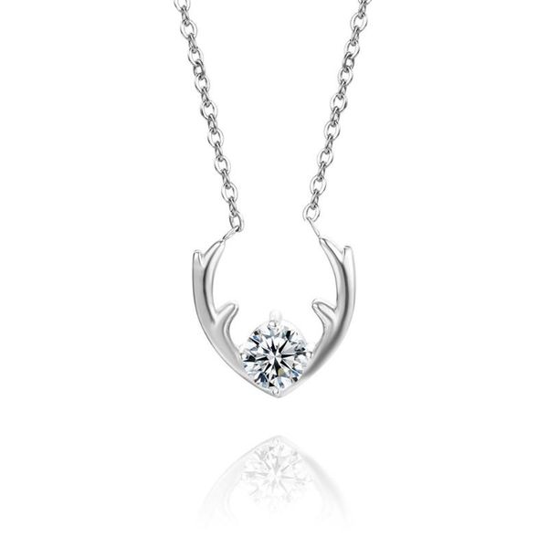 zjl titanium steel antlers with zircon rose gold necklace for women girls statement charm deer pendant necklaces fashion jewelry, Silver
zjl titanium steel antlers with zircon rose gold necklace for women girls statement charm deer pendant necklaces fashion jewelry, Silver