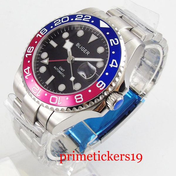 wristwatches bliger 40mm black dial date sapphire glass gmt blue and res bezel automatic movement wristwatch, Slivery;brown
wristwatches bliger 40mm black dial date sapphire glass gmt blue and res bezel automatic movement wristwatch, Slivery;brown