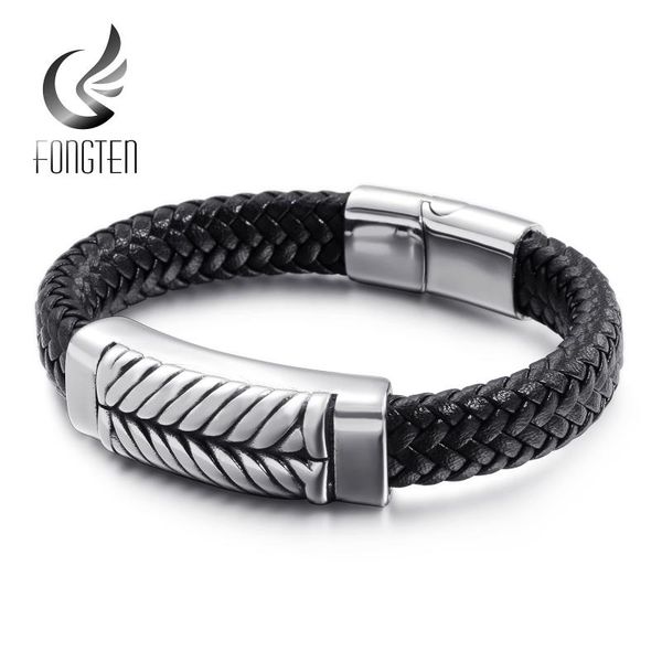 charm bracelets fongten vintage black cowhide bracelet men stainless steel leather braided chain mens jewelry, Golden;silver
charm bracelets fongten vintage black cowhide bracelet men stainless steel leather braided chain mens jewelry, Golden;silver