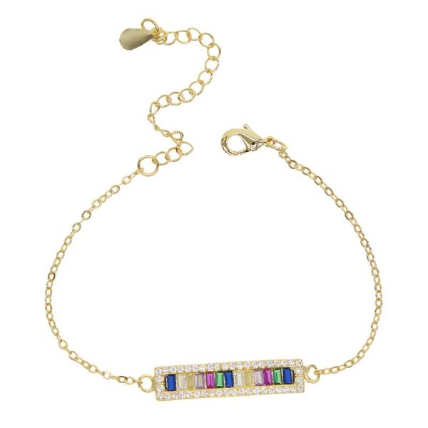 link, chain fine delicate bangle & bracelet rainbow gradual bar baguette cz spectacular open women grils mother's day gifts, Black
link, chain fine delicate bangle & bracelet rainbow gradual bar baguette cz spectacular open women grils mother's day gifts, Black