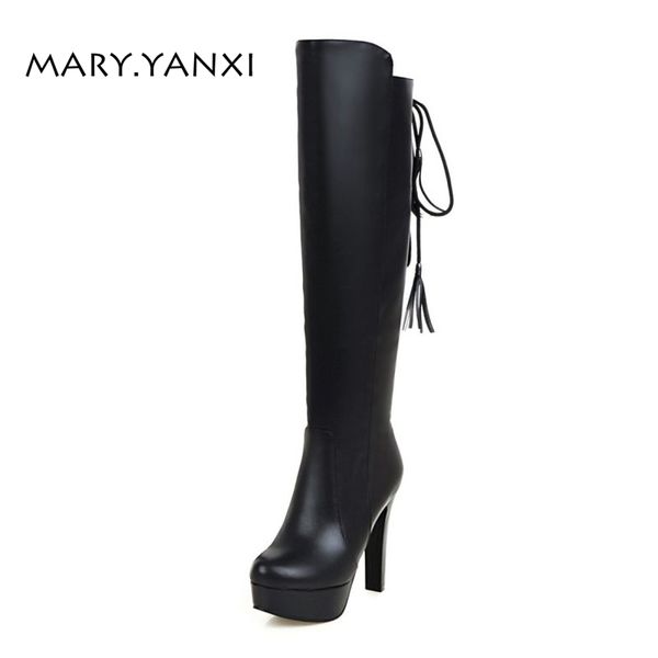 women shoes big size knee-high long boots round toe high heels solid pu leather zip zipper lace-up platform cross-tied fashion, Black
women shoes big size knee-high long boots round toe high heels solid pu leather zip zipper lace-up platform cross-tied fashion, Black