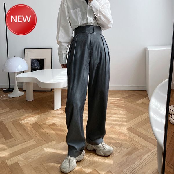 pants high street straight casual high waist mop pants long autumn women women clothes waist, Black;white 
pants high street straight casual high waist mop pants long autumn women women clothes waist, Black;white
