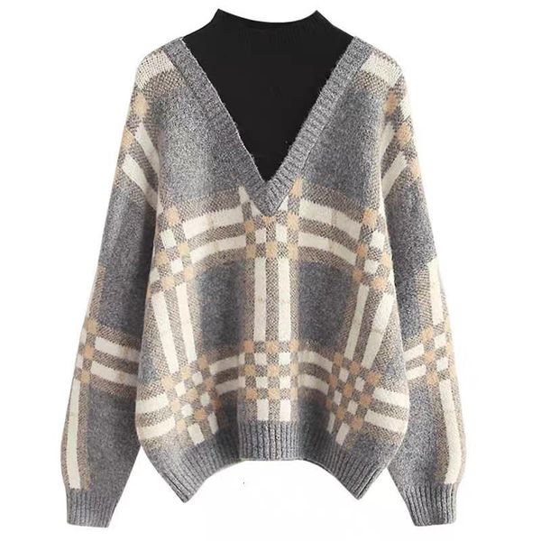 pullover sweater women knitted loose half-high collar lazy wind fake two-piece plaid shirt new bottoming shirt, White;black
pullover sweater women knitted loose half-high collar lazy wind fake two-piece plaid shirt new bottoming shirt, White;black