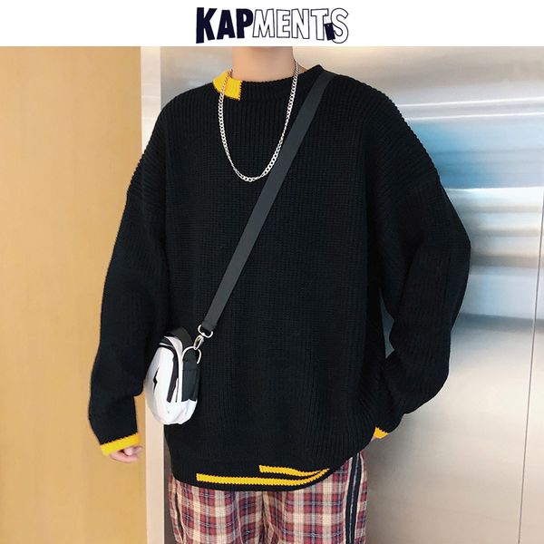 kapments mens korean patchwork sweaters pullovers 2020 autumn men black harajuku knitted sweater male streetwear vintage sweater, White;black
kapments mens korean patchwork sweaters pullovers 2020 autumn men black harajuku knitted sweater male streetwear vintage sweater, White;black