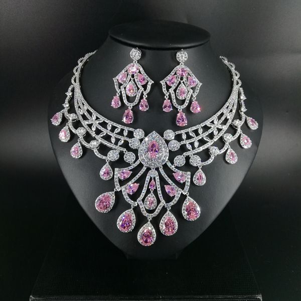 2020 new fashion romantic pink water drop zircon necklace earring set,wedding bride dinner party dress jewelry ing, Silver
2020 new fashion romantic pink water drop zircon necklace earring set,wedding bride dinner party dress jewelry ing, Silver