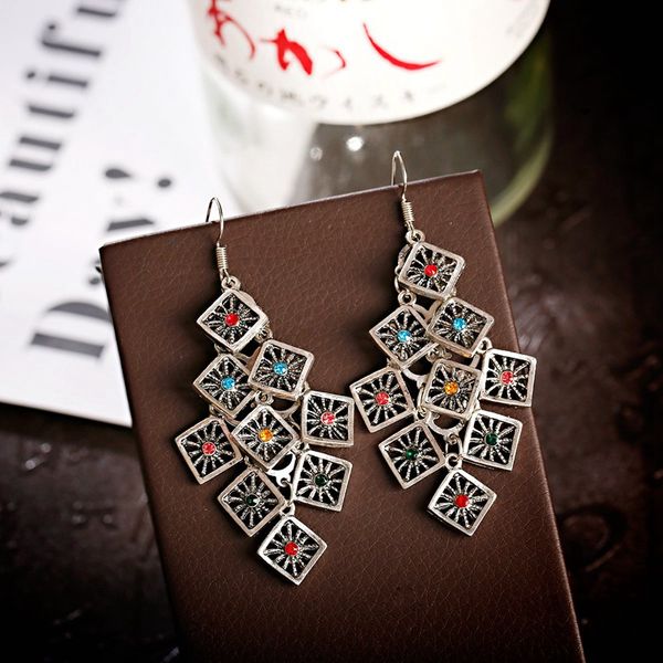 ethnic square irregular statement ladies earrings handmade vintage hollow tassel dangle earrings tibetan jewelry, Silver
ethnic square irregular statement ladies earrings handmade vintage hollow tassel dangle earrings tibetan jewelry, Silver