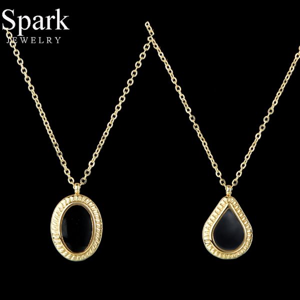pendant necklaces spark fashion black stone oval water drop necklace gold stainless steel chain for women party gift collar, Silver
pendant necklaces spark fashion black stone oval water drop necklace gold stainless steel chain for women party gift collar, Silver