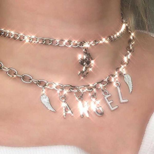 stainless steel angel necklace chain link letters diy choker metal accessoriess, Silver
stainless steel angel necklace chain link letters diy choker metal accessoriess, Silver