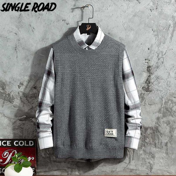 singleroad mens knitted sweater vest men 2020 winter sleeveless jumper sweaters harajuku o-neck korean style grey sweater men, Black;white
singleroad mens knitted sweater vest men 2020 winter sleeveless jumper sweaters harajuku o-neck korean style grey sweater men, Black;white