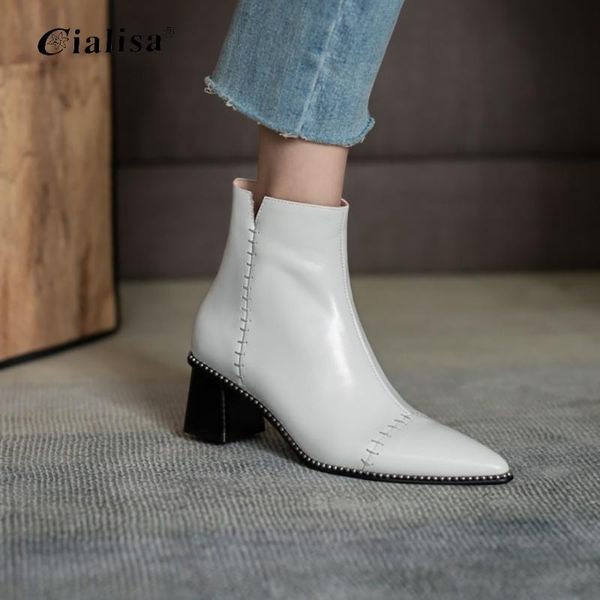 cialisa fashion women shoes genuine leather zipper white boot pointed toe handmade women ankle boot, Black
cialisa fashion women shoes genuine leather zipper white boot pointed toe handmade women ankle boot, Black