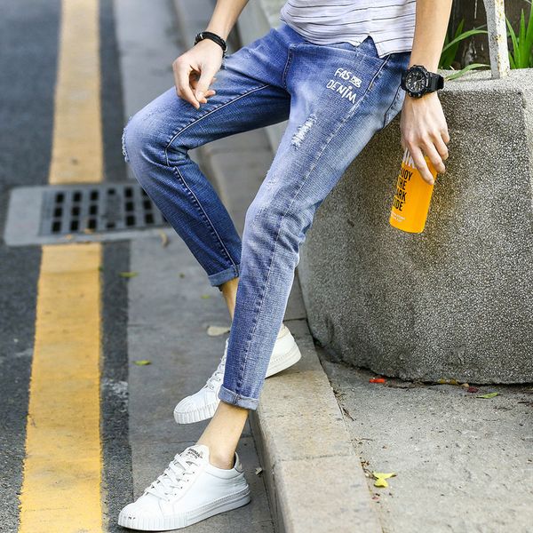slim fit distressed mens designer jeans pants destroyed slim denim pants leter lightweight mens clothing plus size, Blue
slim fit distressed mens designer jeans pants destroyed slim denim pants leter lightweight mens clothing plus size, Blue