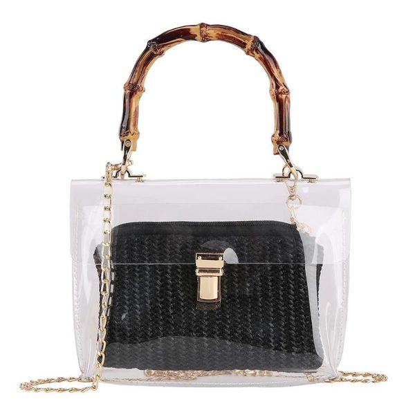 мода пвх прозрачного плечо сумка женщина повседневного цепной crossbody топ-ручка сумка соломы сцепление 2pcs / комплект
мода пвх прозрачного плечо сумка женщина повседневного цепной crossbody топ-ручка сумка соломы сцепление 2pcs / комплект
