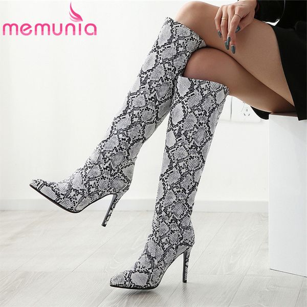 memunia 2020 new arival fashion boots women pointed toe snake printing autumn winter boots stiletto high heels knee high, Black
memunia 2020 new arival fashion boots women pointed toe snake printing autumn winter boots stiletto high heels knee high, Black
