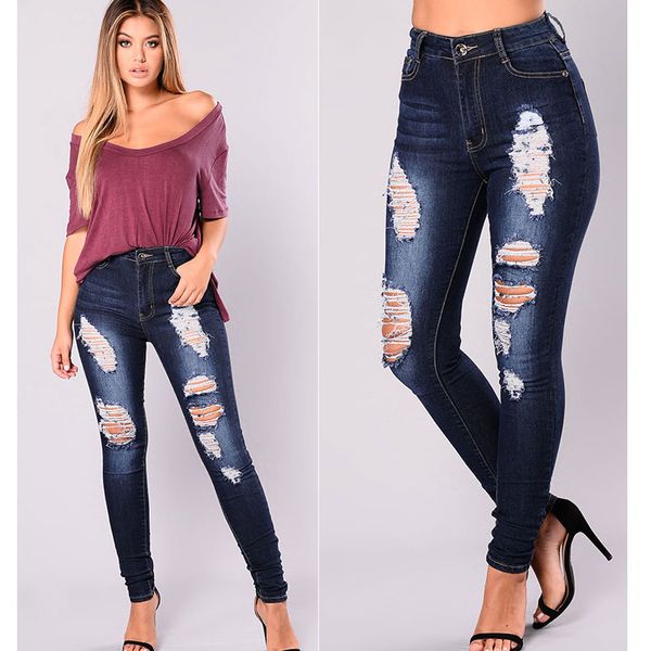 women's jeans stretc solid color for women elastic leisure female slim denim pants hole ripped pocket pantalon femme, Blue
women's jeans stretc solid color for women elastic leisure female slim denim pants hole ripped pocket pantalon femme, Blue