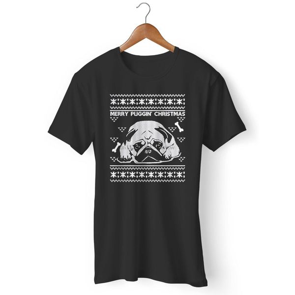 merry puggin christmas pug dog pet ugly christmas man's woman's t-shirt
