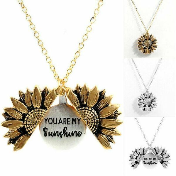1pc you are my sunshine sunflower open necklace female necklace jewelry pendant, Silver 
1pc you are my sunshine sunflower open necklace female necklace jewelry pendant, Silver