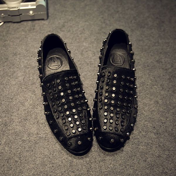 euro round toe slip on mens horsehair loafers shoes punk style rivet british breathable casual flat shoes party wear dress, Black
euro round toe slip on mens horsehair loafers shoes punk style rivet british breathable casual flat shoes party wear dress, Black