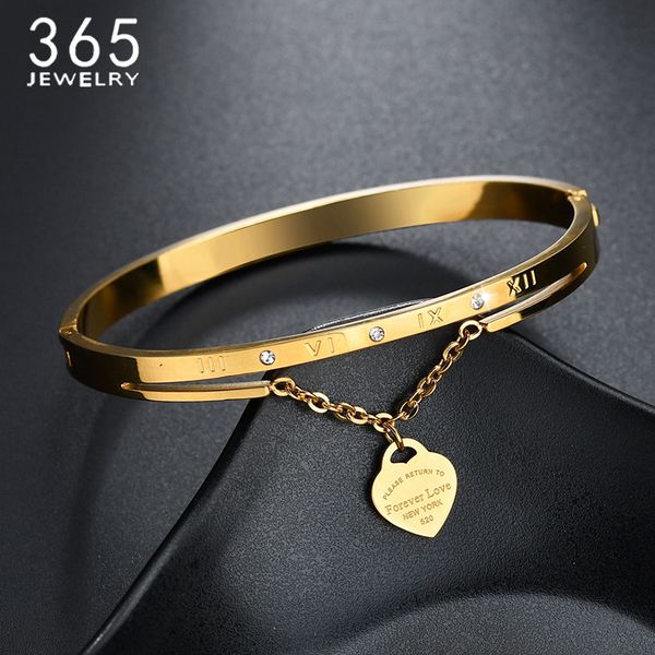 Fashion CZ Stone Heart Brand Bracelet With Letters Women Stainless Steel Gold Forever Love Couple Bangle Anniversary Gift
Fashion CZ Stone Heart Brand Bracelet With Letters Women Stainless Steel Gold Forever Love Couple Bangle Anniversary Gift