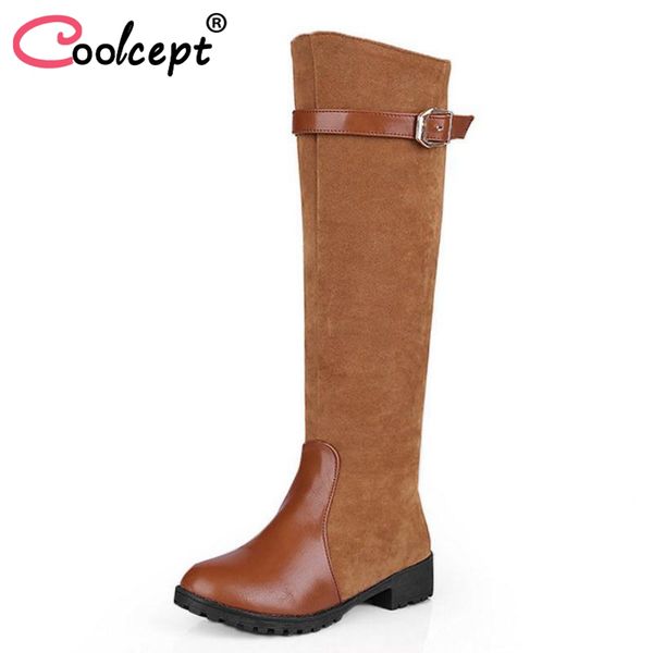 coolcept vintage women high heels boots zipper buckle patchwork warm shoes women fashion knee boots fur winter shoes size 34-43, Black 
coolcept vintage women high heels boots zipper buckle patchwork warm shoes women fashion knee boots fur winter shoes size 34-43, Black