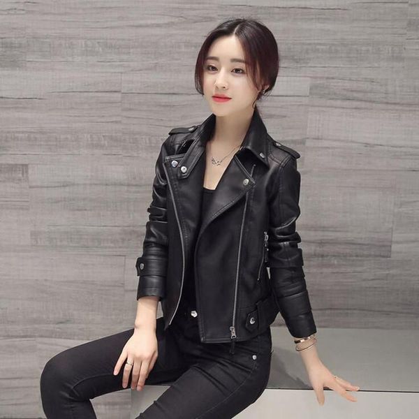 women faux leather jacket slim long sleeve faux pu zipper female coat lady black motorcycle jacket outerwear, Black;brown
women faux leather jacket slim long sleeve faux pu zipper female coat lady black motorcycle jacket outerwear, Black;brown