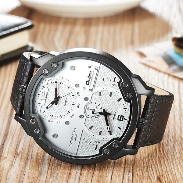 oulm adjustable two time zone men's watch big size casual leather wrist watches man sport watch erkek kol saati, Slivery;brown
oulm adjustable two time zone men's watch big size casual leather wrist watches man sport watch erkek kol saati, Slivery;brown