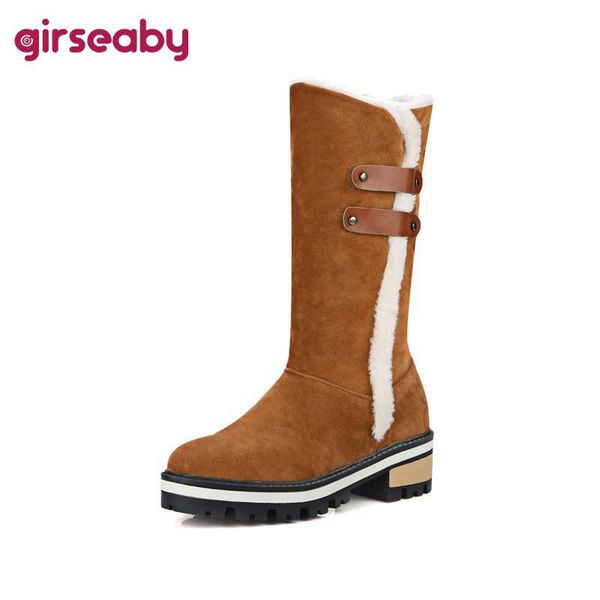 girseaby women snow winter mid-calf botas round toe bukle square thick heel flock fur high platform pull on faux suede size 43, Black
girseaby women snow winter mid-calf botas round toe bukle square thick heel flock fur high platform pull on faux suede size 43, Black