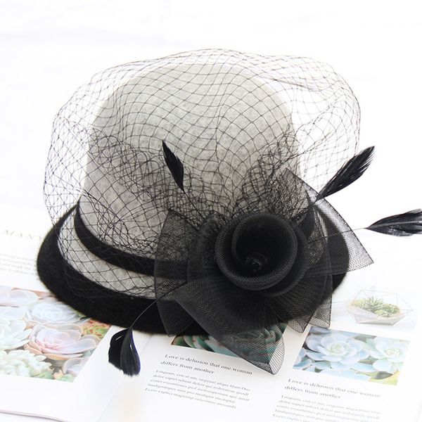 stingy brim hats mignli tegnda winter woolen felt hat feather gauze flower basin women elegant fashion weding fascinator fedora chapeu, Blue;gray
stingy brim hats mignli tegnda winter woolen felt hat feather gauze flower basin women elegant fashion weding fascinator fedora chapeu, Blue;gray